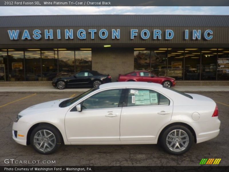 White Platinum Tri-Coat / Charcoal Black 2012 Ford Fusion SEL