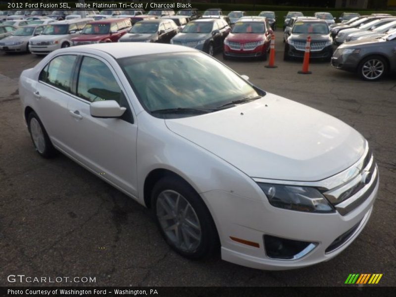 White Platinum Tri-Coat / Charcoal Black 2012 Ford Fusion SEL