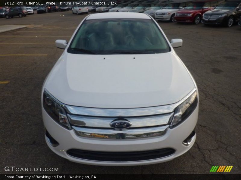 White Platinum Tri-Coat / Charcoal Black 2012 Ford Fusion SEL