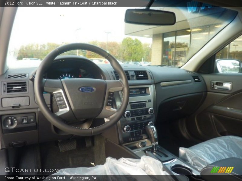 White Platinum Tri-Coat / Charcoal Black 2012 Ford Fusion SEL