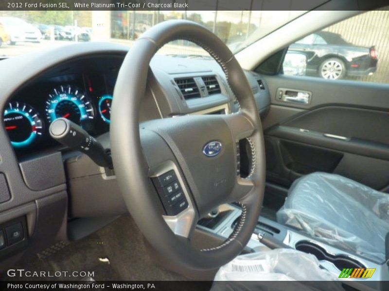 White Platinum Tri-Coat / Charcoal Black 2012 Ford Fusion SEL