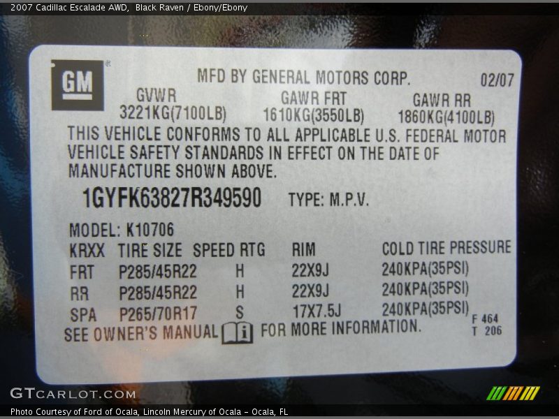 Black Raven / Ebony/Ebony 2007 Cadillac Escalade AWD
