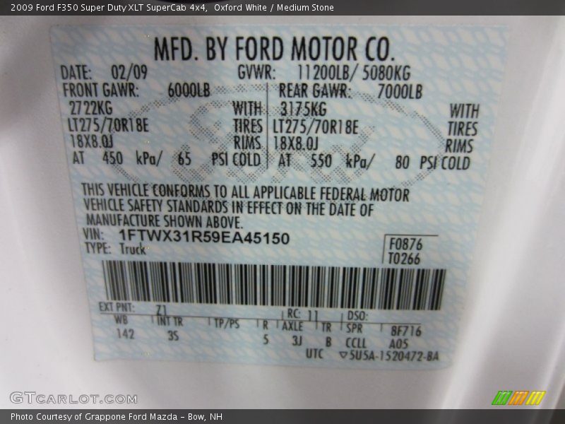 Oxford White / Medium Stone 2009 Ford F350 Super Duty XLT SuperCab 4x4