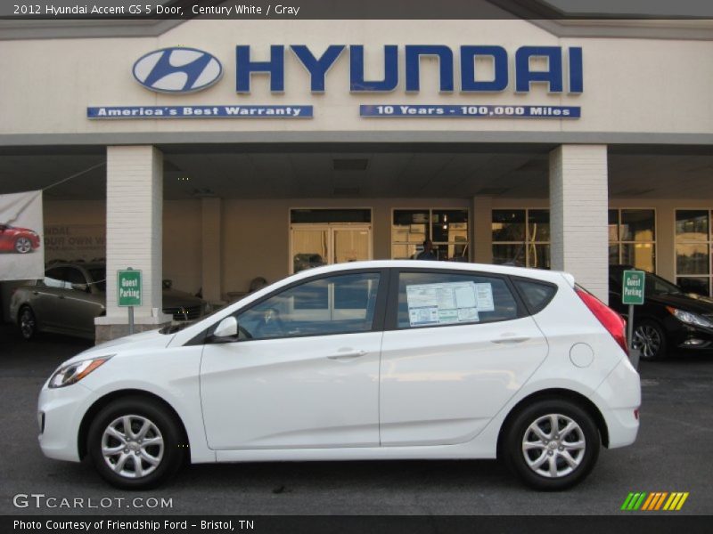 Century White / Gray 2012 Hyundai Accent GS 5 Door