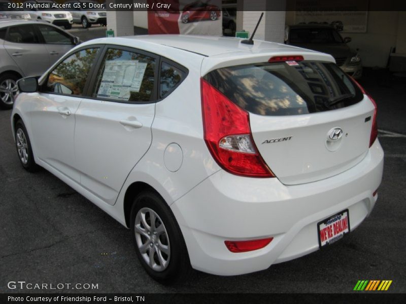 Century White / Gray 2012 Hyundai Accent GS 5 Door