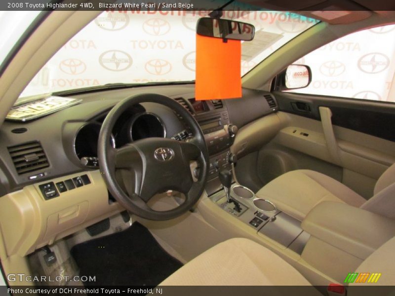 Blizzard White Pearl / Sand Beige 2008 Toyota Highlander 4WD