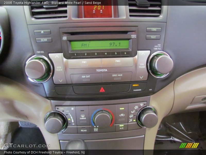 Blizzard White Pearl / Sand Beige 2008 Toyota Highlander 4WD