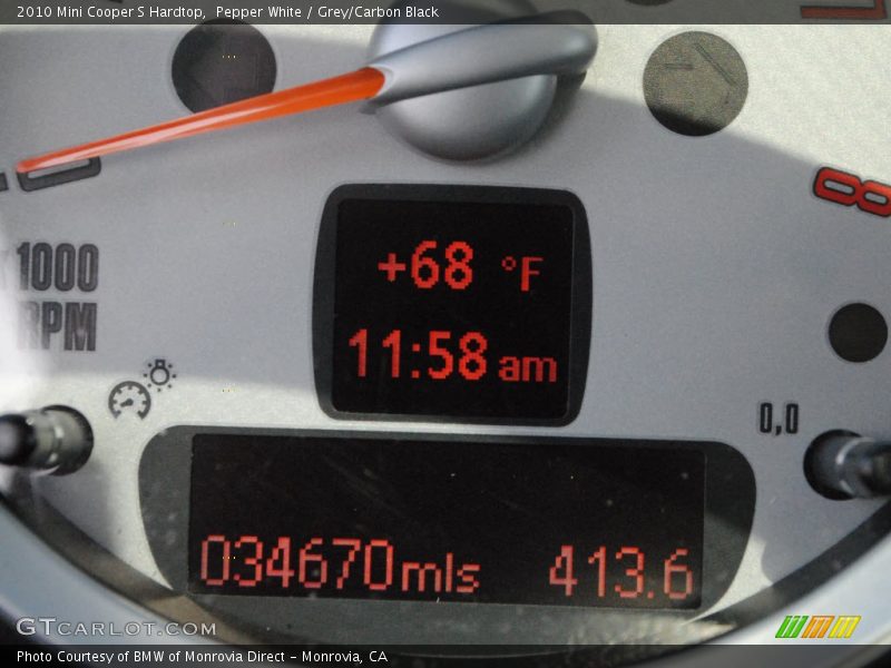Pepper White / Grey/Carbon Black 2010 Mini Cooper S Hardtop