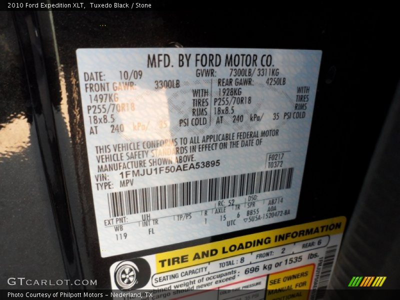 2010 Expedition XLT Tuxedo Black Color Code UH