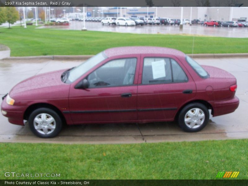 Red / Gray 1997 Kia Sephia Sedan