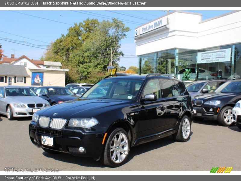 Black Sapphire Metallic / Sand Beige/Black Nevada Leather 2008 BMW X3 3.0si