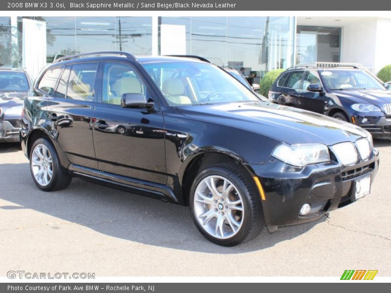 Black Sapphire Metallic / Sand Beige/Black Nevada Leather 2008 BMW X3 3.0si