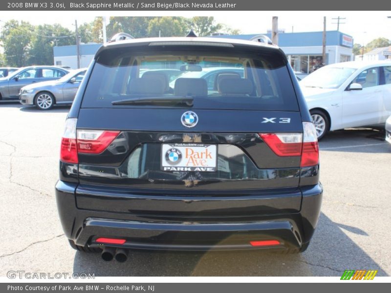 Black Sapphire Metallic / Sand Beige/Black Nevada Leather 2008 BMW X3 3.0si