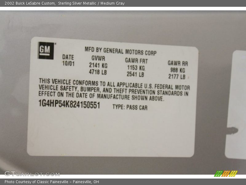 Sterling Silver Metallic / Medium Gray 2002 Buick LeSabre Custom