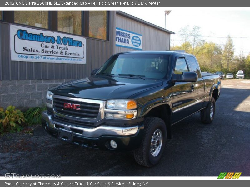 Polo Green Metallic / Dark Pewter 2003 GMC Sierra 2500HD SLE Extended Cab 4x4