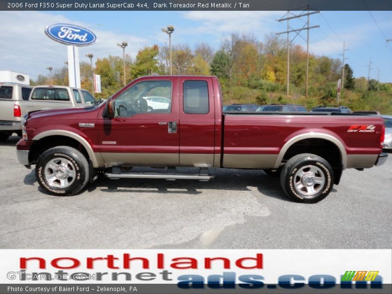 Dark Toreador Red Metallic / Tan 2006 Ford F350 Super Duty Lariat SuperCab 4x4