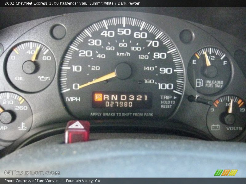  2002 Express 1500 Passenger Van 1500 Passenger Van Gauges