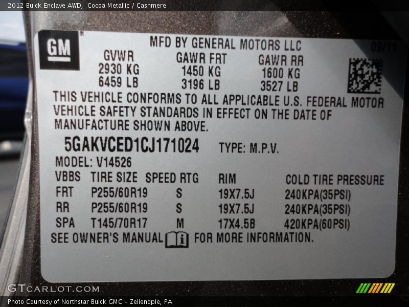 Cocoa Metallic / Cashmere 2012 Buick Enclave AWD