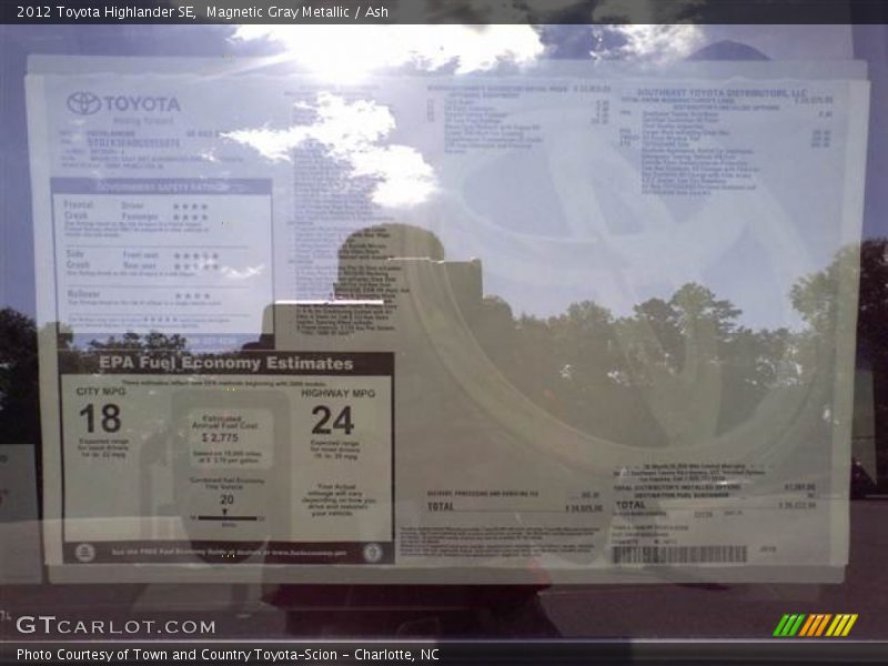 Magnetic Gray Metallic / Ash 2012 Toyota Highlander SE