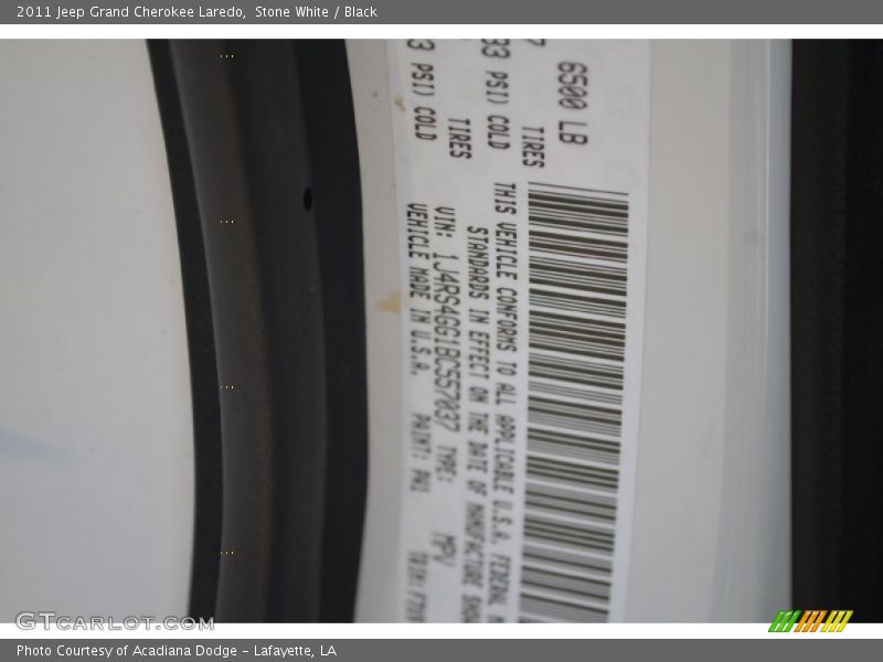 Stone White / Black 2011 Jeep Grand Cherokee Laredo
