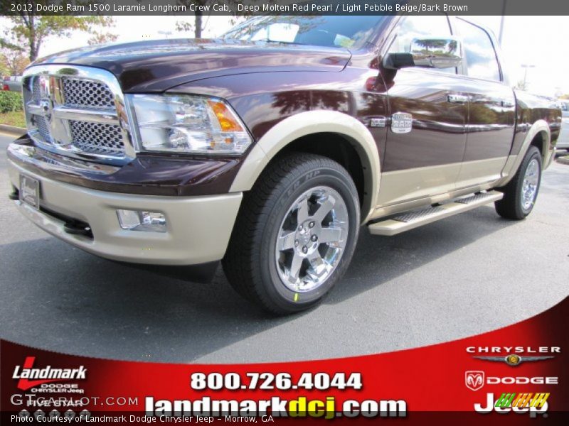 Deep Molten Red Pearl / Light Pebble Beige/Bark Brown 2012 Dodge Ram 1500 Laramie Longhorn Crew Cab
