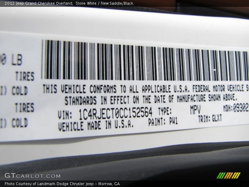 Stone White / New Saddle/Black 2012 Jeep Grand Cherokee Overland