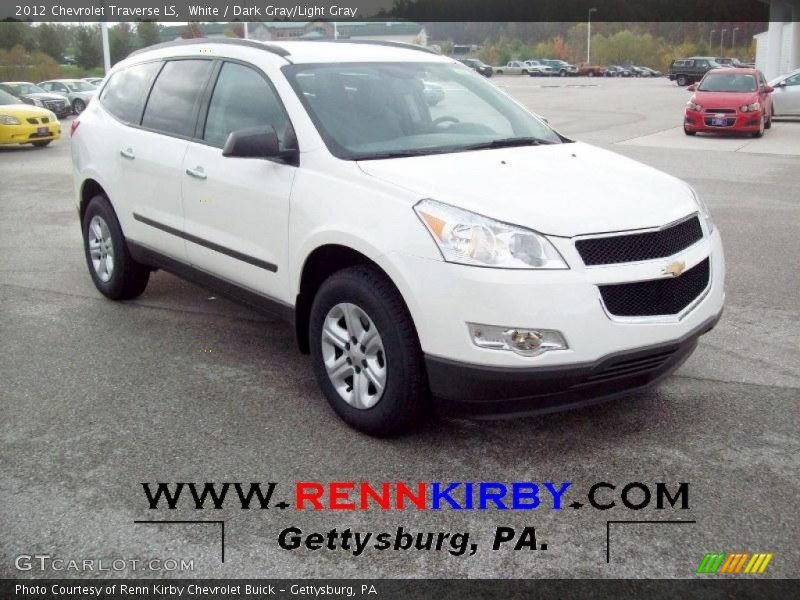 White / Dark Gray/Light Gray 2012 Chevrolet Traverse LS