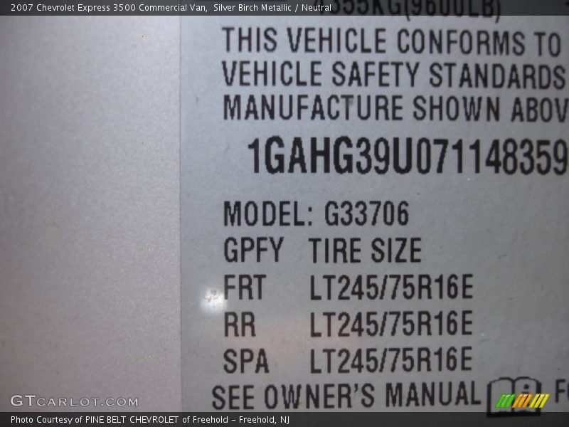 Silver Birch Metallic / Neutral 2007 Chevrolet Express 3500 Commercial Van