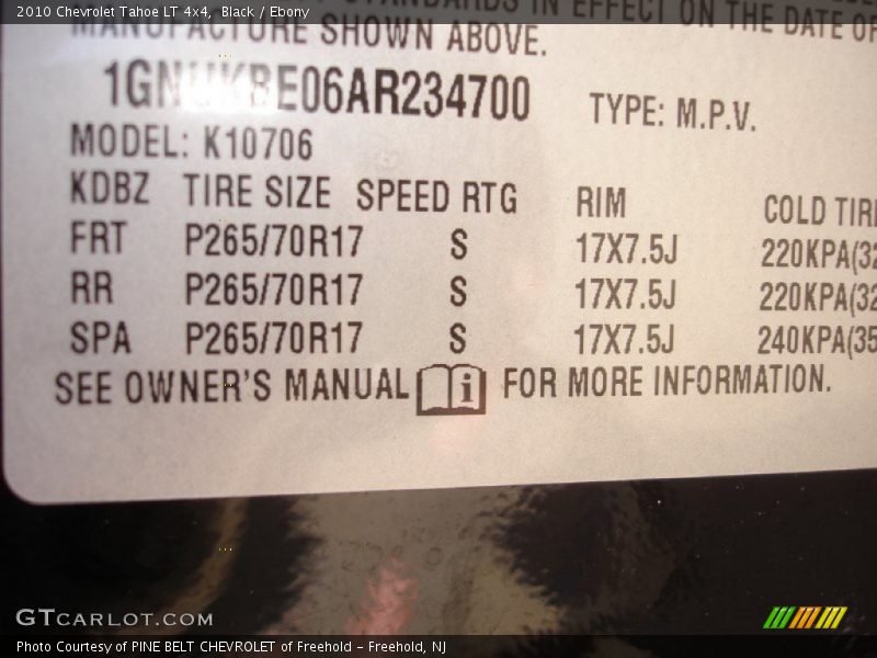 Black / Ebony 2010 Chevrolet Tahoe LT 4x4