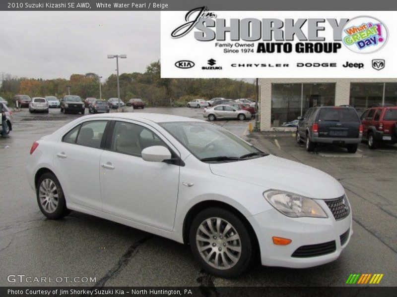 White Water Pearl / Beige 2010 Suzuki Kizashi SE AWD