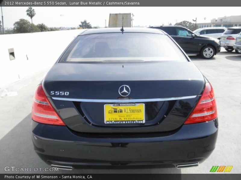 Lunar Blue Metallic / Cashmere/Savanna 2012 Mercedes-Benz S 550 Sedan