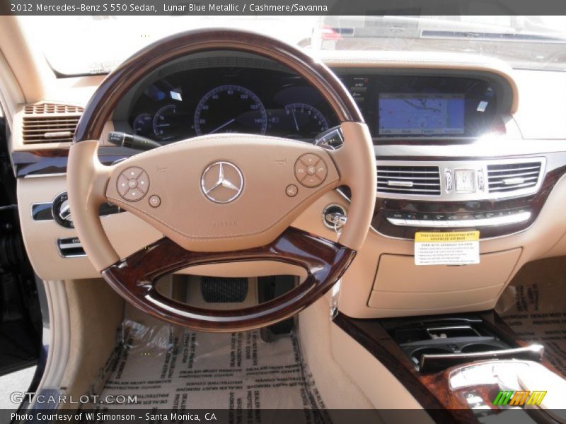 Lunar Blue Metallic / Cashmere/Savanna 2012 Mercedes-Benz S 550 Sedan