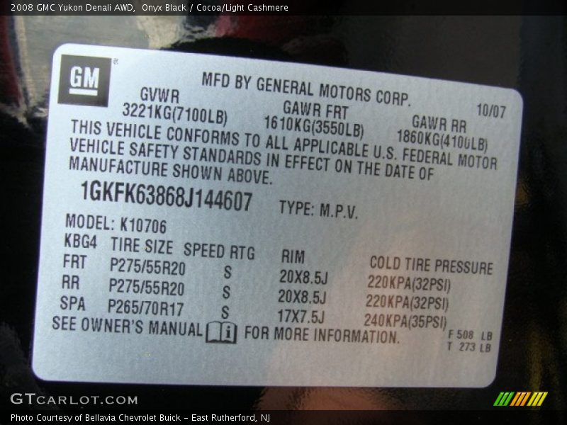Onyx Black / Cocoa/Light Cashmere 2008 GMC Yukon Denali AWD