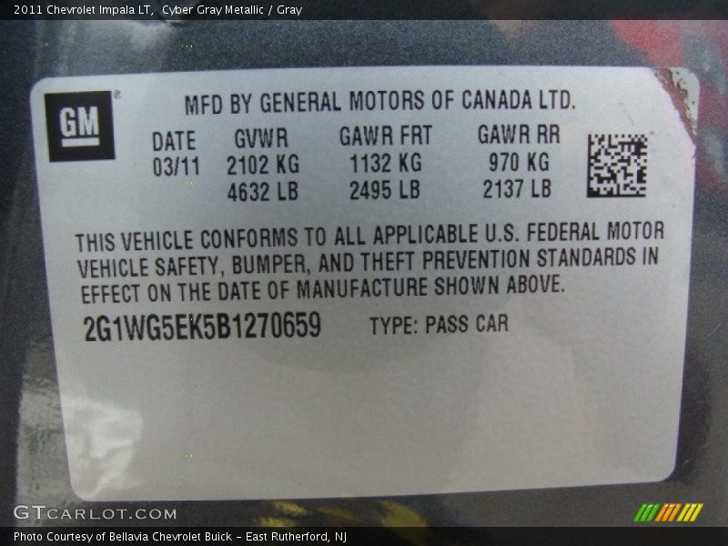 Cyber Gray Metallic / Gray 2011 Chevrolet Impala LT