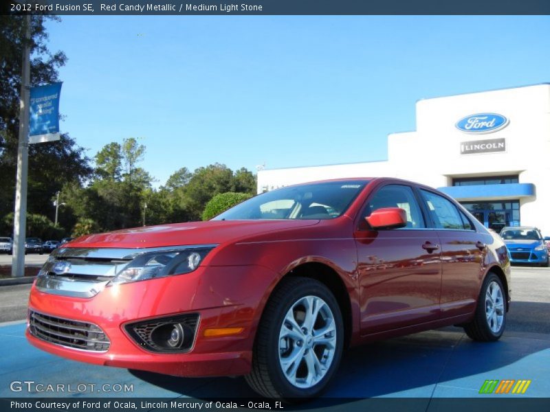 Red Candy Metallic / Medium Light Stone 2012 Ford Fusion SE