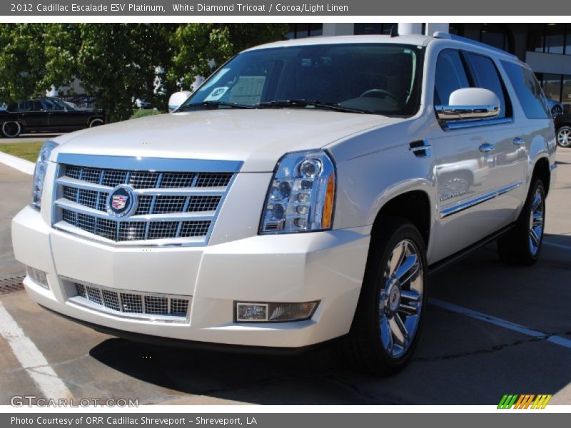 White Diamond Tricoat / Cocoa/Light Linen 2012 Cadillac Escalade ESV Platinum