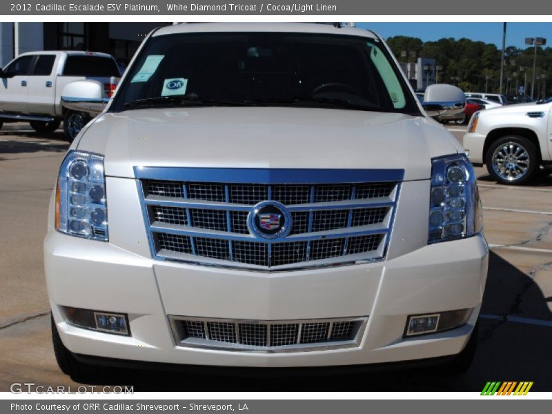White Diamond Tricoat / Cocoa/Light Linen 2012 Cadillac Escalade ESV Platinum