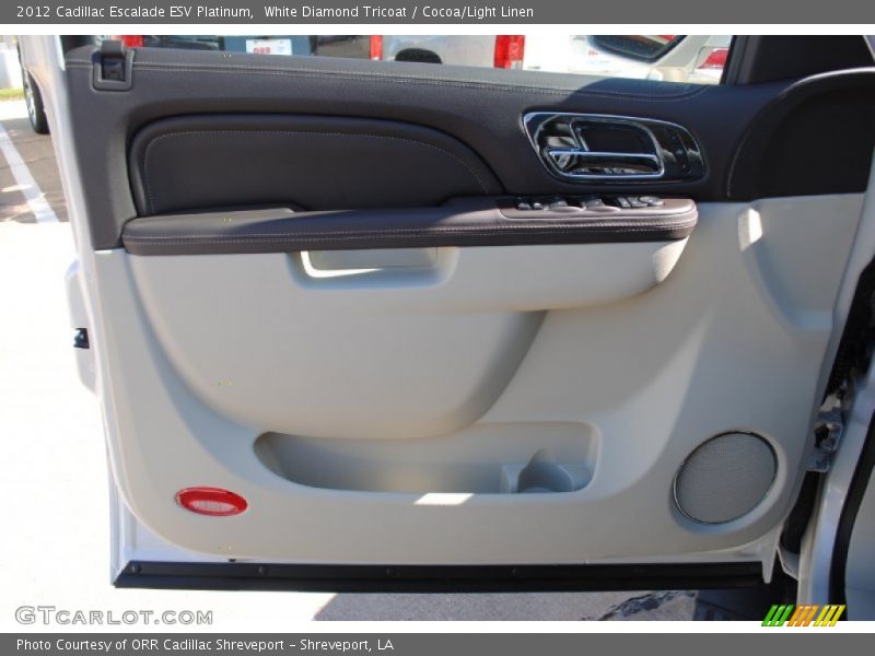 White Diamond Tricoat / Cocoa/Light Linen 2012 Cadillac Escalade ESV Platinum