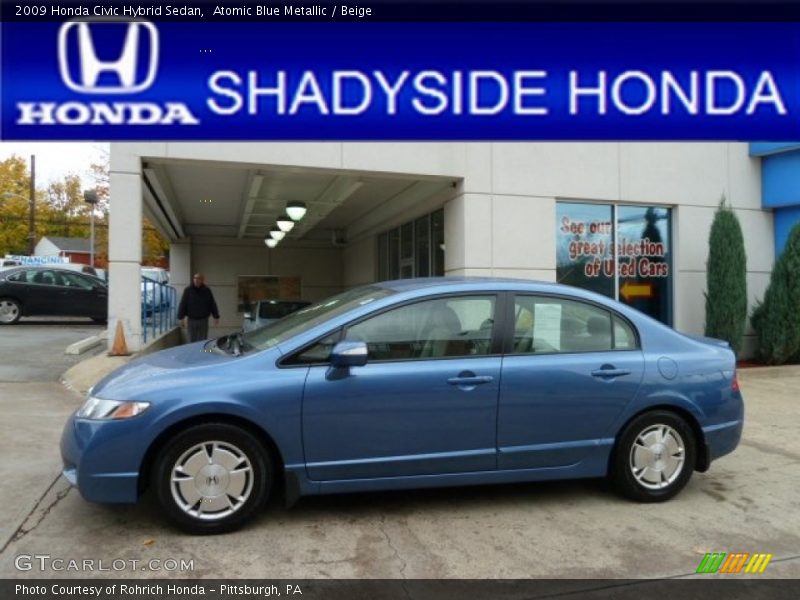 Atomic Blue Metallic / Beige 2009 Honda Civic Hybrid Sedan