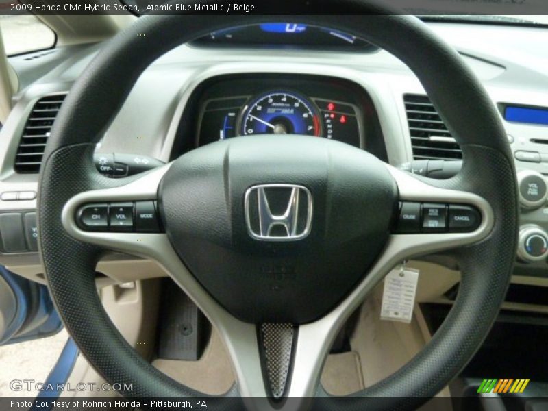 Atomic Blue Metallic / Beige 2009 Honda Civic Hybrid Sedan