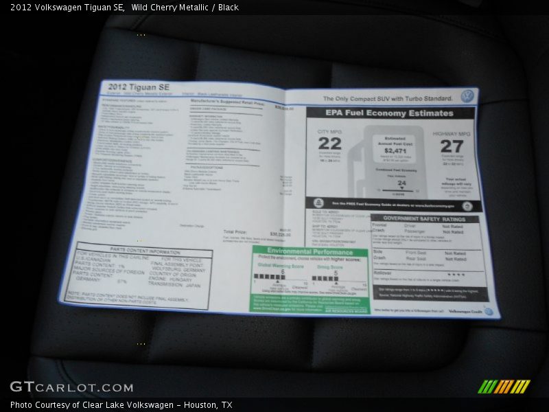 Wild Cherry Metallic / Black 2012 Volkswagen Tiguan SE
