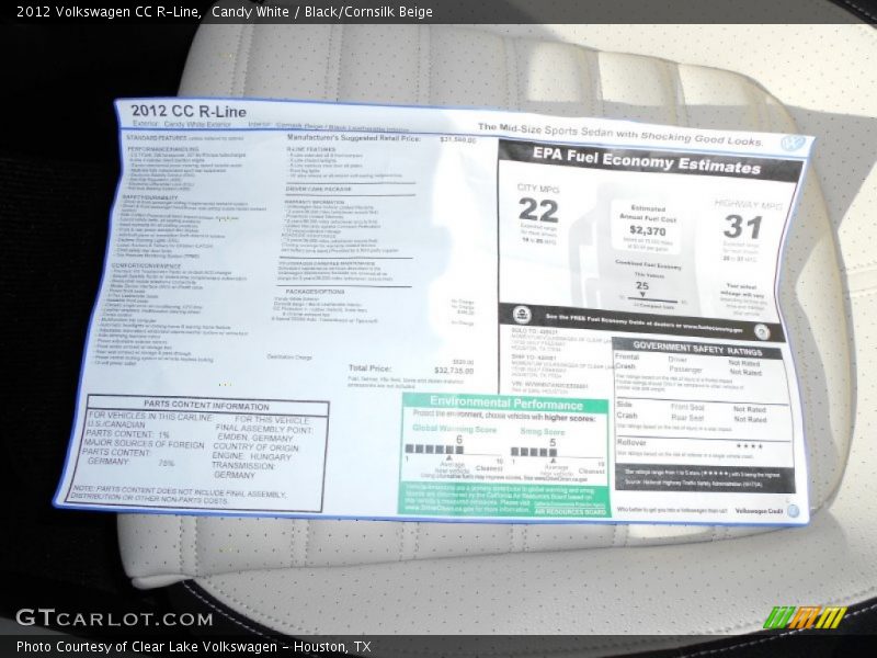  2012 CC R-Line Window Sticker