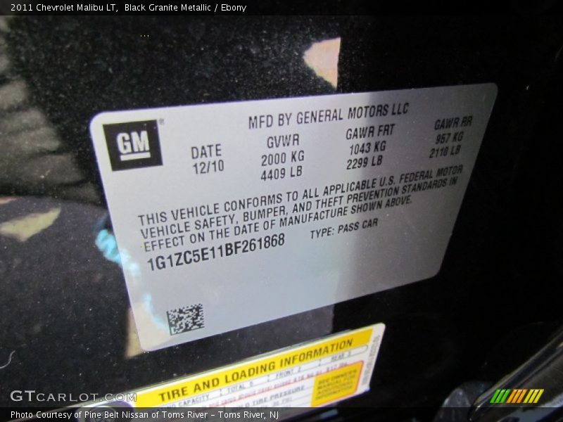 Black Granite Metallic / Ebony 2011 Chevrolet Malibu LT