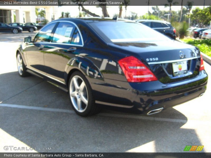 Lunar Blue Metallic / Cashmere/Savanna 2012 Mercedes-Benz S 550 Sedan