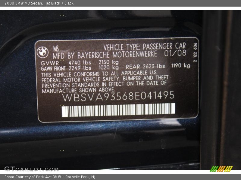 Jet Black / Black 2008 BMW M3 Sedan