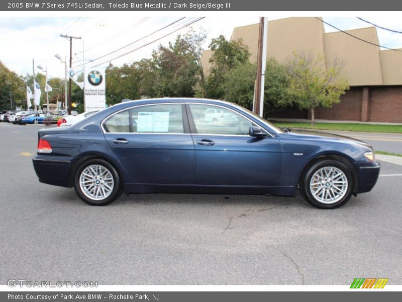 Toledo Blue Metallic / Dark Beige/Beige III 2005 BMW 7 Series 745Li Sedan