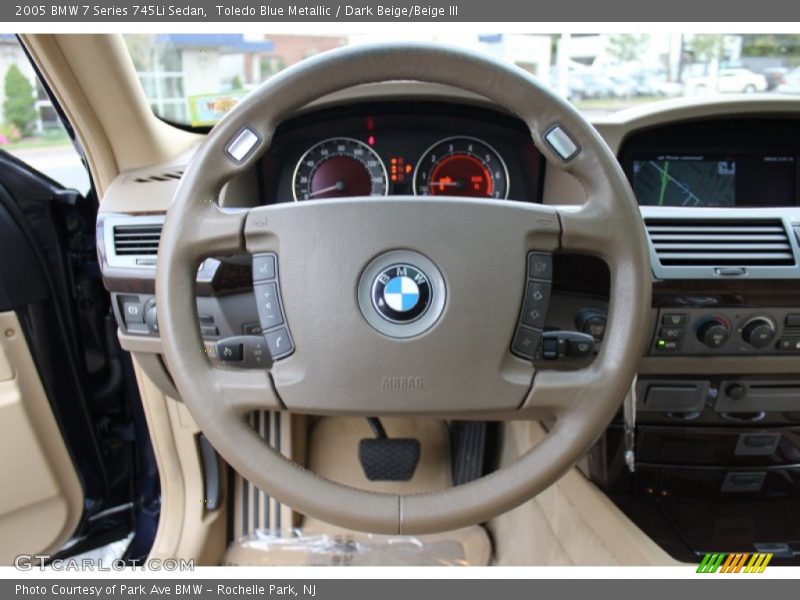 Toledo Blue Metallic / Dark Beige/Beige III 2005 BMW 7 Series 745Li Sedan