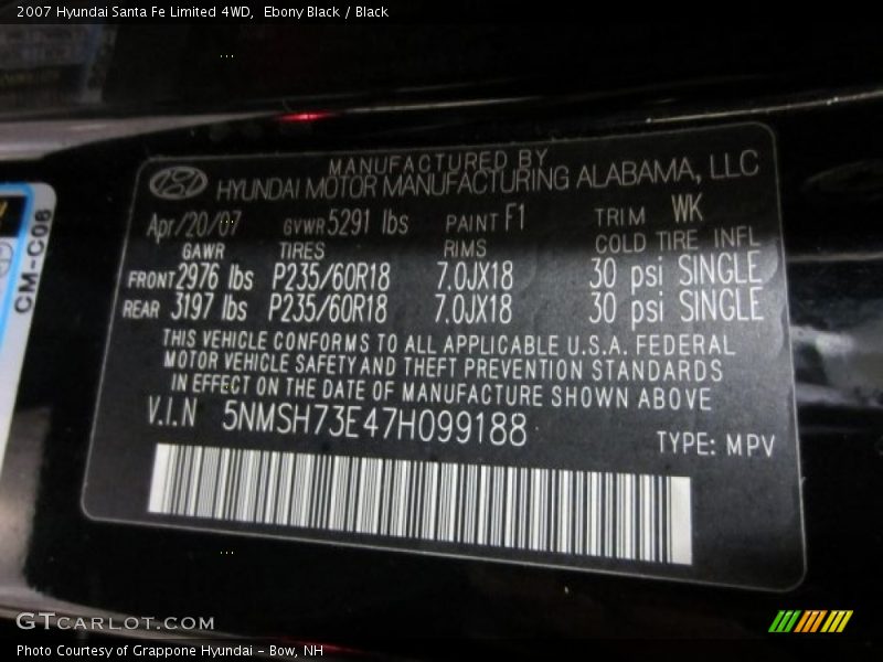 Ebony Black / Black 2007 Hyundai Santa Fe Limited 4WD