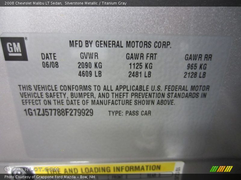 Silverstone Metallic / Titanium Gray 2008 Chevrolet Malibu LT Sedan