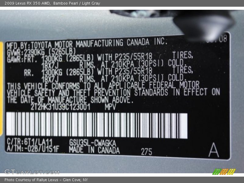 Bamboo Pearl / Light Gray 2009 Lexus RX 350 AWD